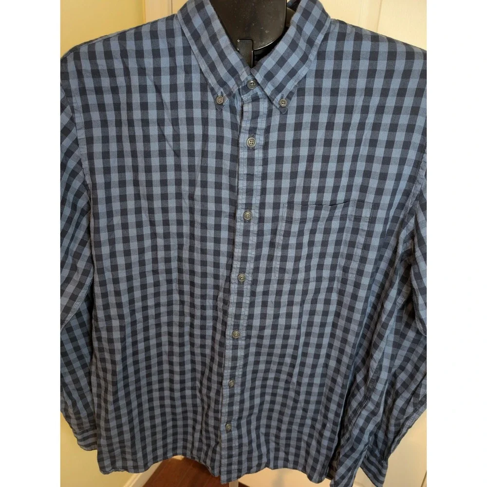 Brooks Brothers Red Fleece Shirt Mens XL Blue Gingham Check Cotton Button Down